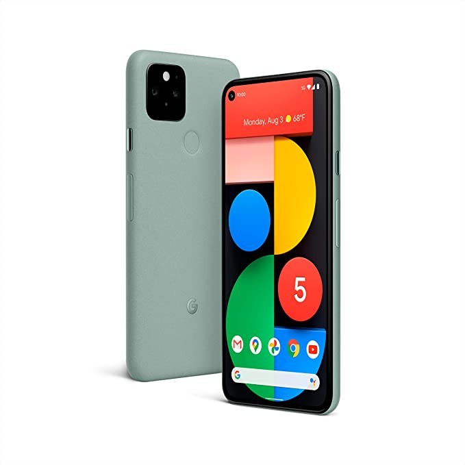 Google Pixel 5 - 5G Android Phone - Waterproof - Unlocked Smartphone with Night Vision and Ultra Wide Lens - Sorta Sage